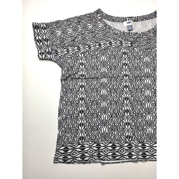 Old Navy Womens Relaxed Dolman Short Sleeve T Shirt Black Geo Summer Print L - Picture 4 of 11